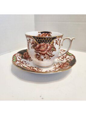 Bell Bone China  Blue Floral Teacup Set Imari Style #4706 England READ